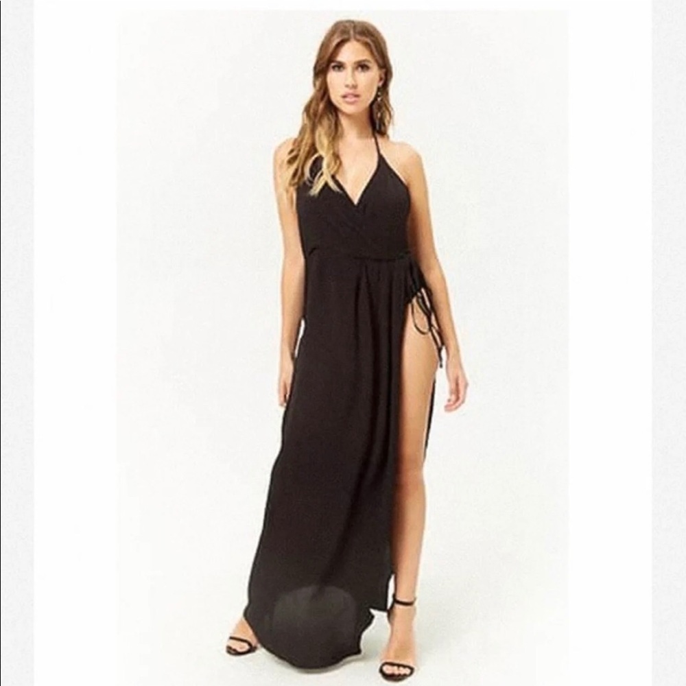 Black high slit maxi dress